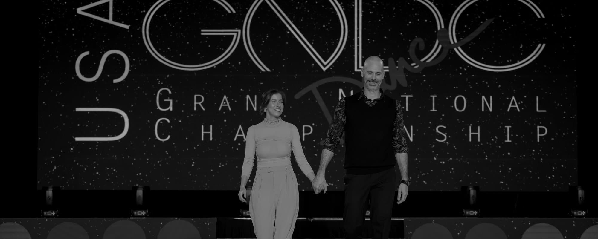 Myers and Steve on stage at the USA Grand National Dance Championship
